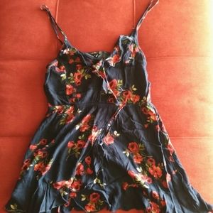 Navy Blue Floral Print Dress